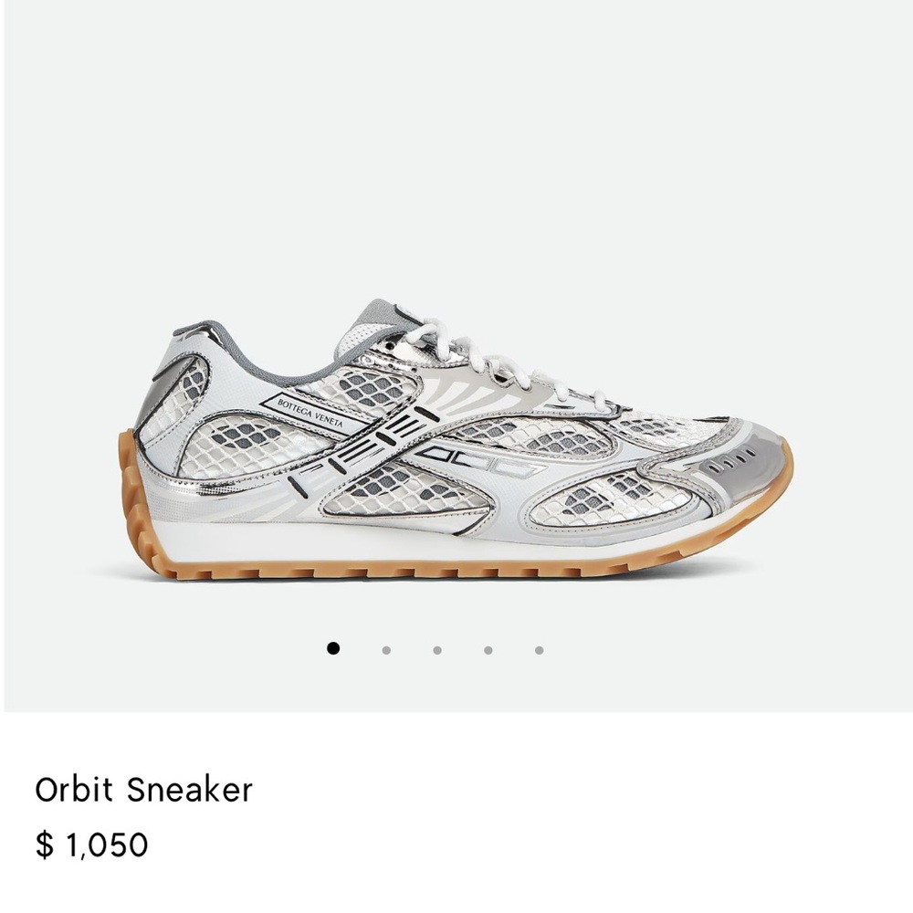 Bottega Veneta Silver and White Sneakers Sleek Design
